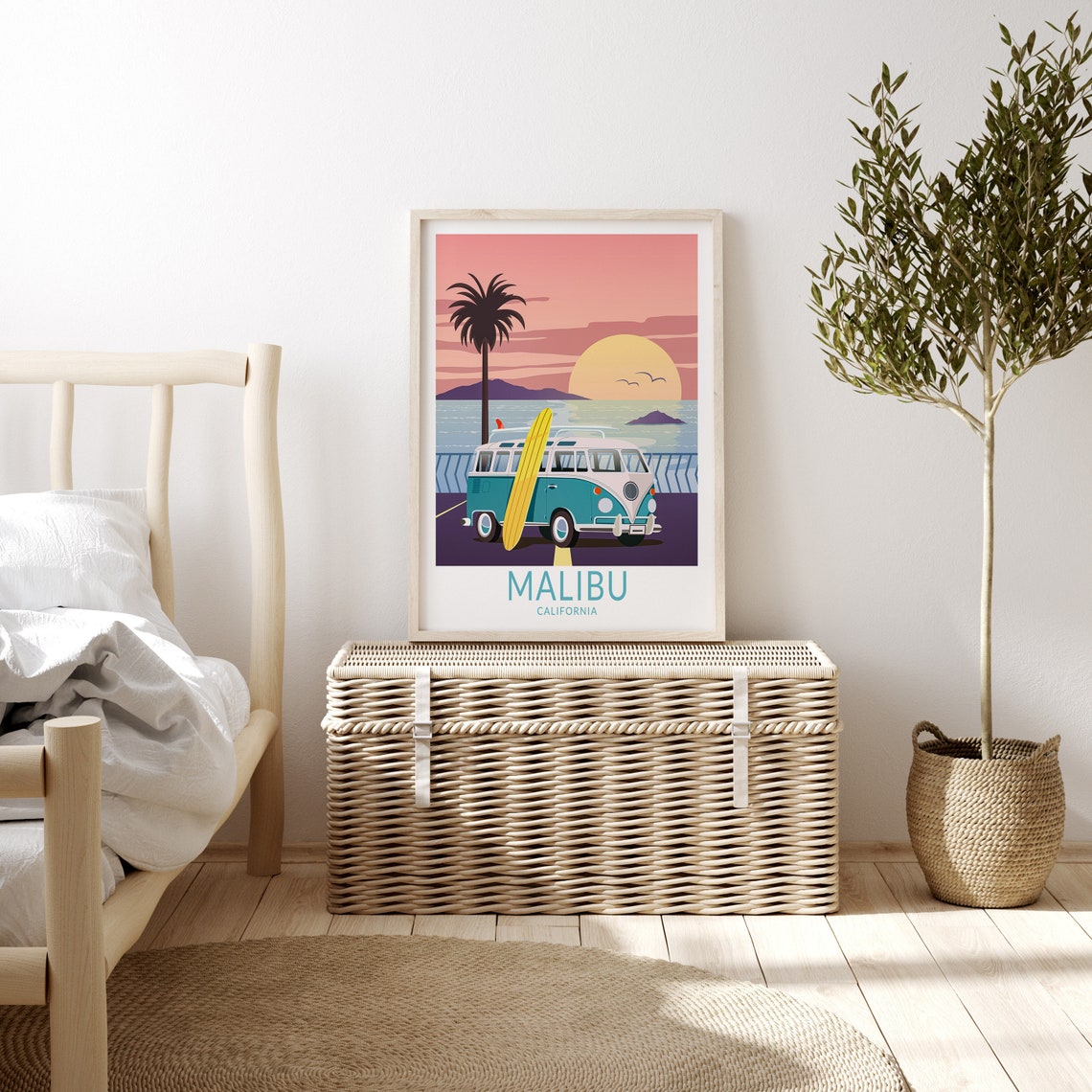 Malibu California Travel Poster Malibu Poster California Usa Postcard Custom Travel Print Personalized Travel Poster Birthday Gifts - Image 3