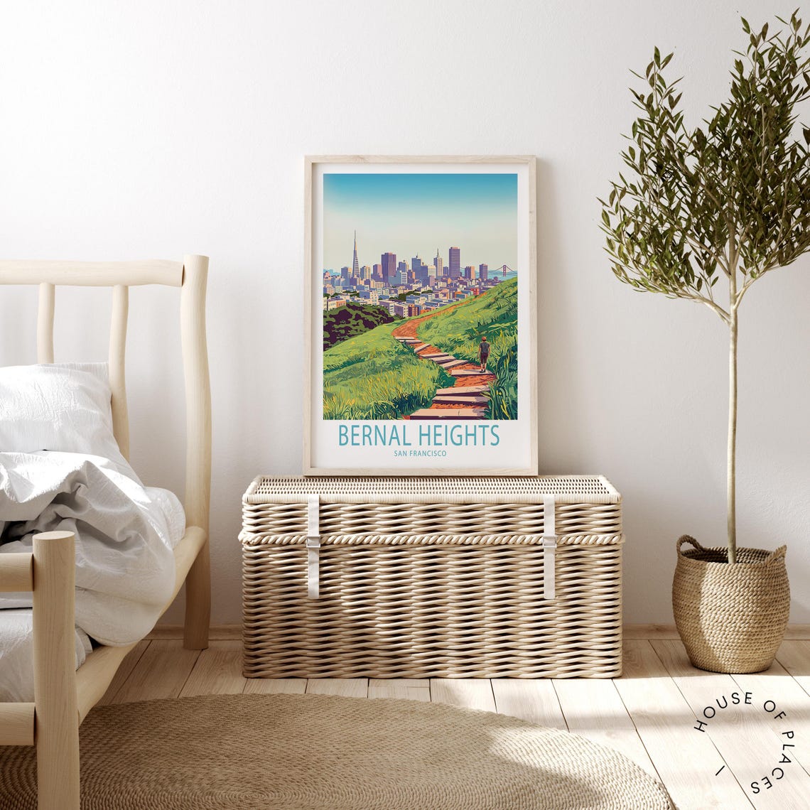 Bernal Heights San Francisco Skyline Hill Trail Sunset View Poster - Image 2