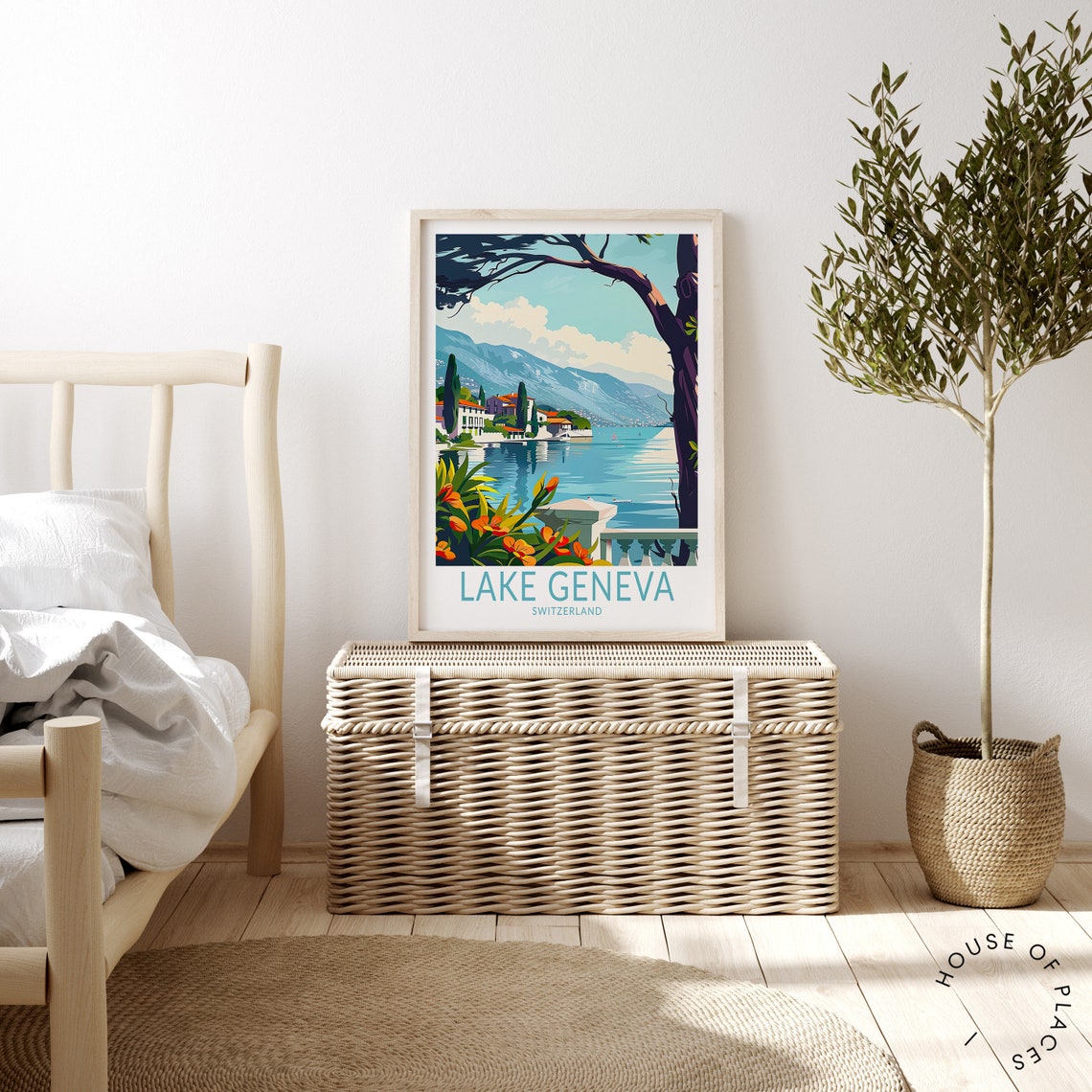 Lake Geneva Travel Poster Switzerland Wall Art Lake Geneva Switzerland Travel Print Lake Geneva Coast Poster Wedding Gifts - Image 4