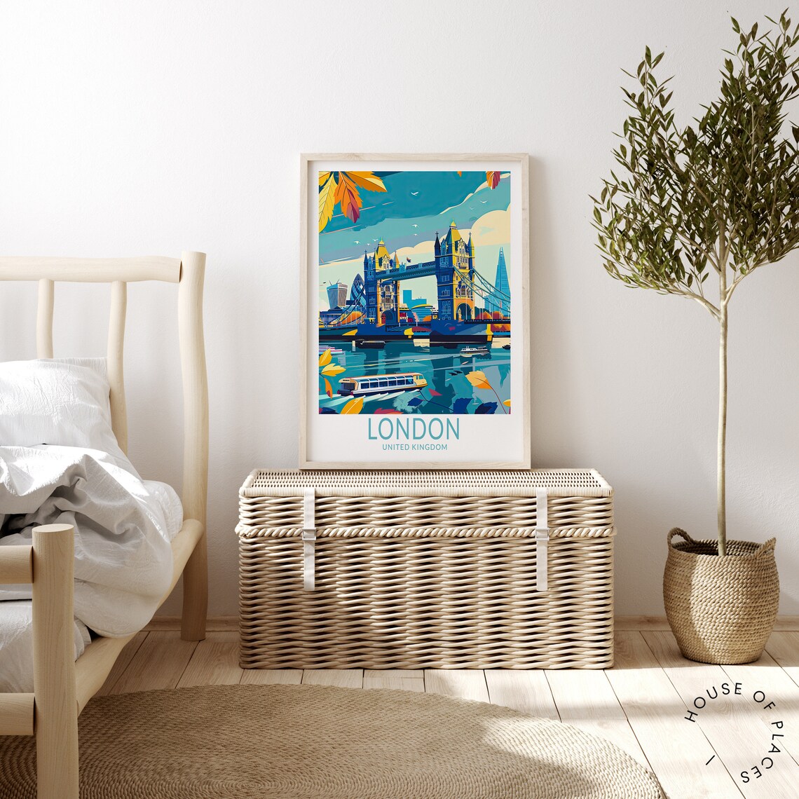 London Tower Bridge In Autumn Leaves Classic Vintage Travel Poster - Image 4