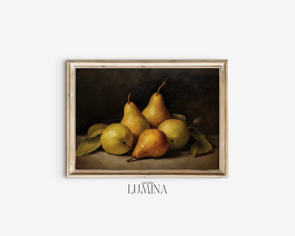 Pears Vintage Oil Painting, Rustic Fruit Art Print - Image 2
