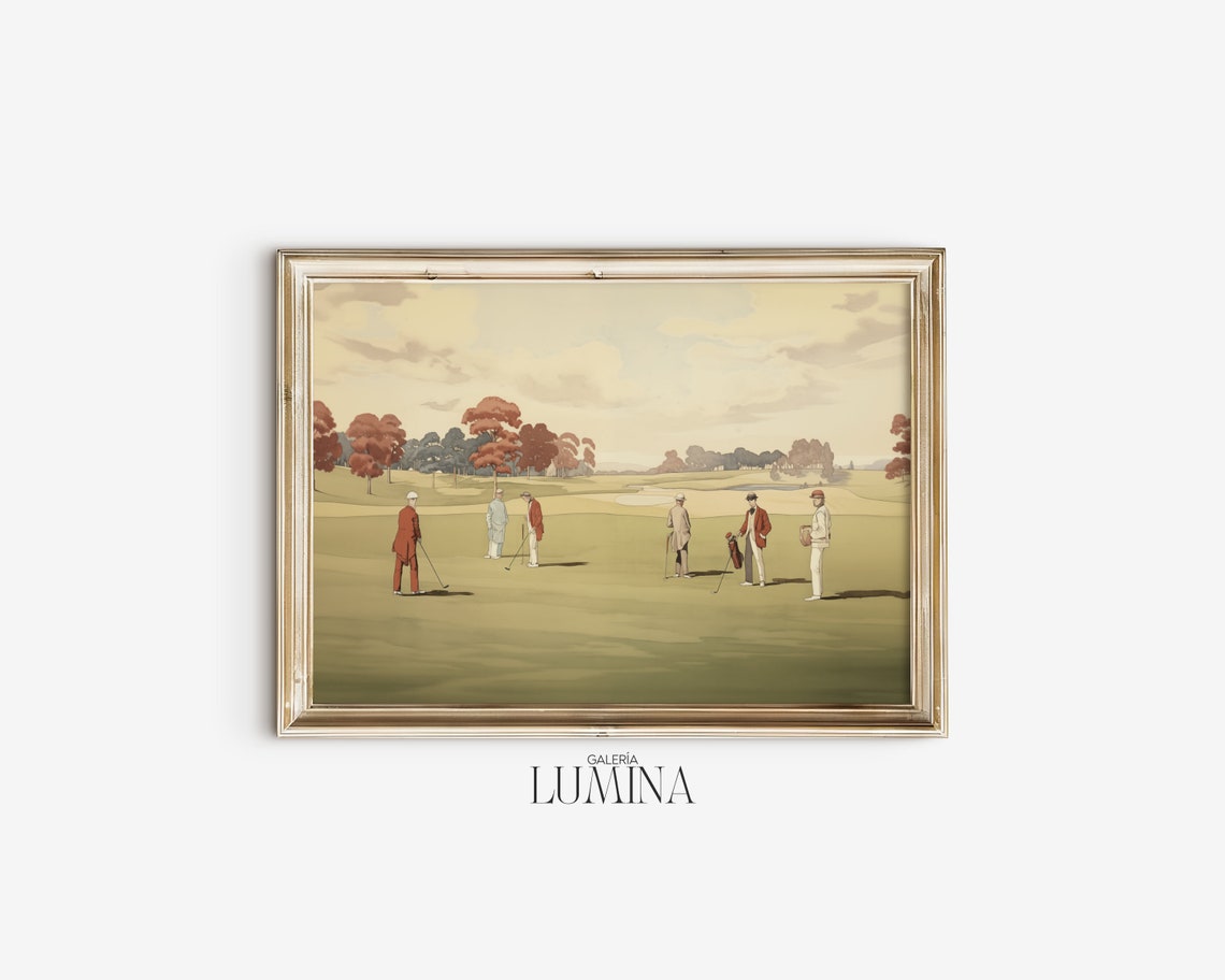 Vintage Golf Drawing Nature Landscape Painting Golf Course Wall Art Golf Fan Gifts Fathers Day Gift Art Frame Tv Art 146 - Image 2