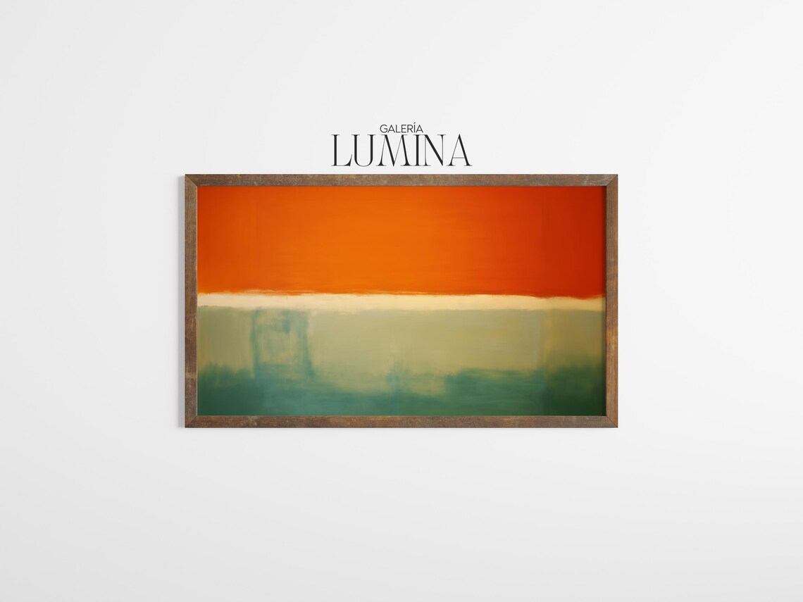 Orange And Green Color Field Abstract Painting Modern Minimalist Color Block Art Contemporary Print Art Frame Tv Art 967 - Image 3