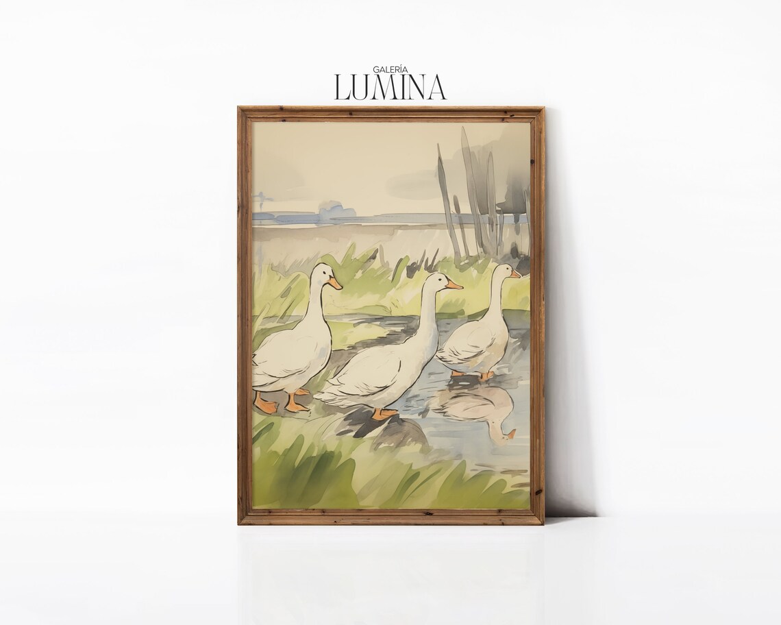 Watercolor Goose Drawing, Minimalist Nursery Art Print - Image 3