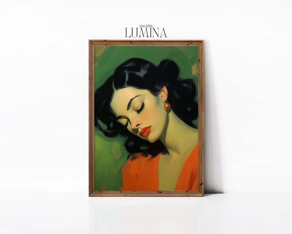 Woman Portrait Original Painting Colorful Woman Portrait Eclectic Wall Art Moody Woman Portrait Print Art Frame Tv Art 248 - Image 3
