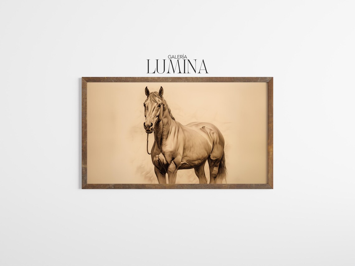 Noble Brown Horse Detailed Pencil Sketch Rustic Animal Art Poster - Image 3