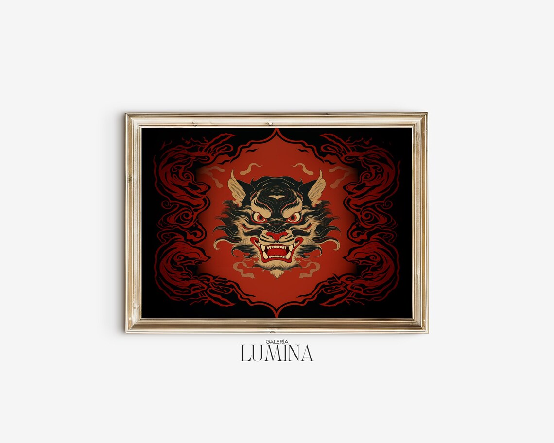 Tibetan Tiger Thangka, Traditional Buddhist Wall Art Print - Image 2