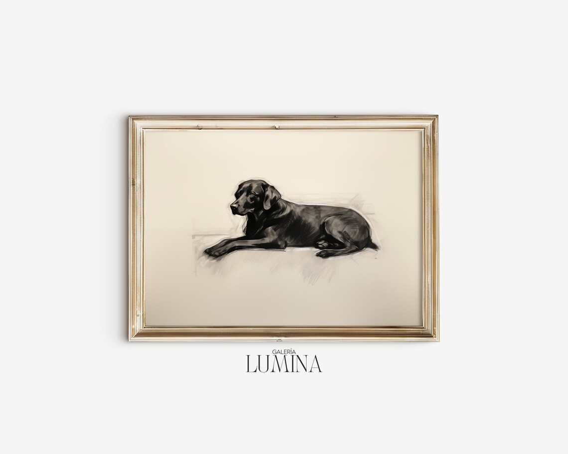 Black Labrador Vintage Dog Portrait Art Print - Image 2