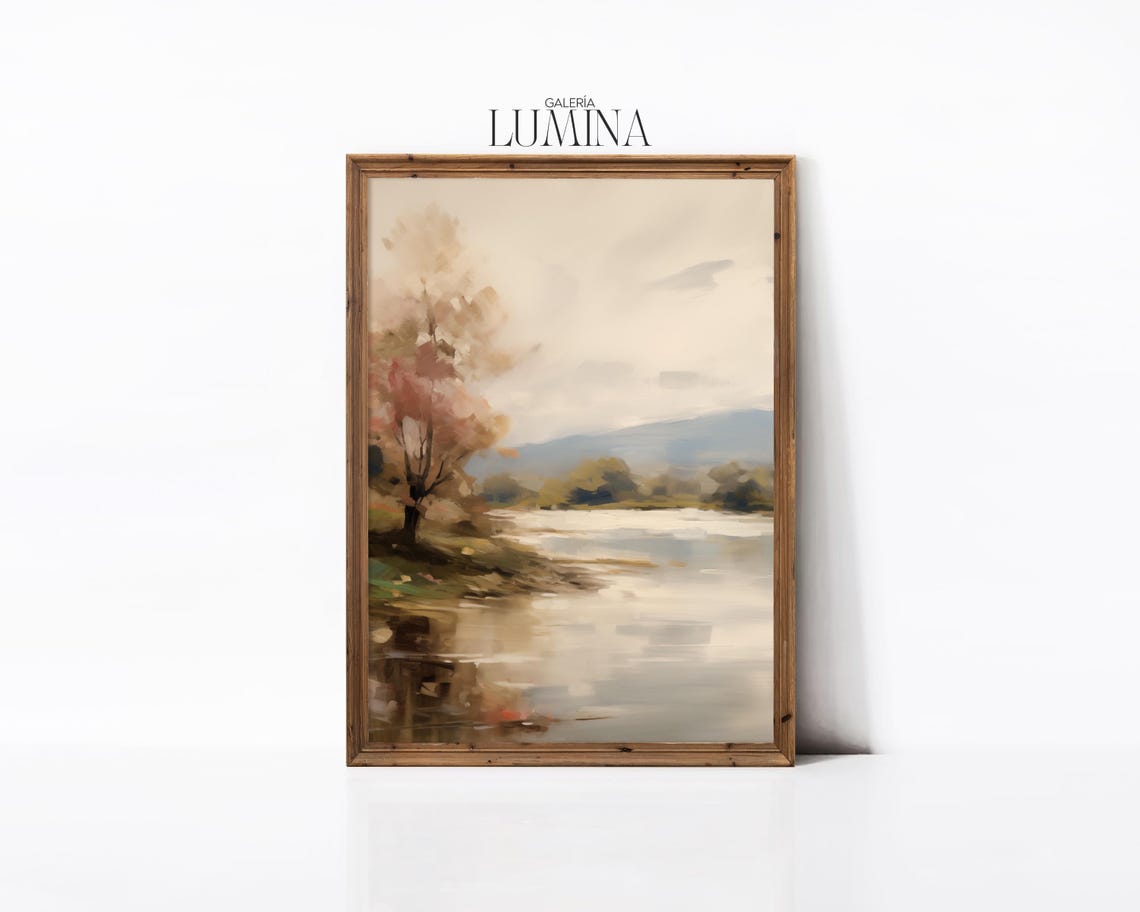 Impressionist Lake Scene Oil Painting River Landscape Painting Sailboat And Nature Scenery Wall Art Art Frame Tv Art 983 - Image 2