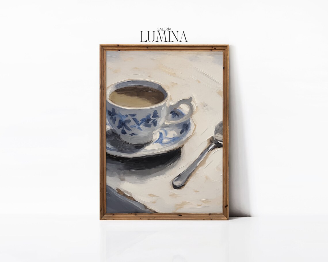 Coffee Cup Oil Painting, Kitchen Dining Room Art Print - Image 3