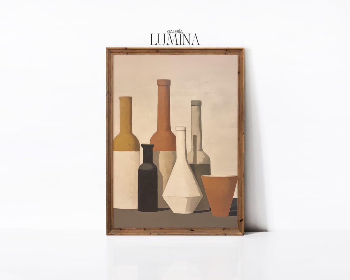 Minimalist Bottles Still Life Neutral Tones Contemporary Art Poster - Image 2