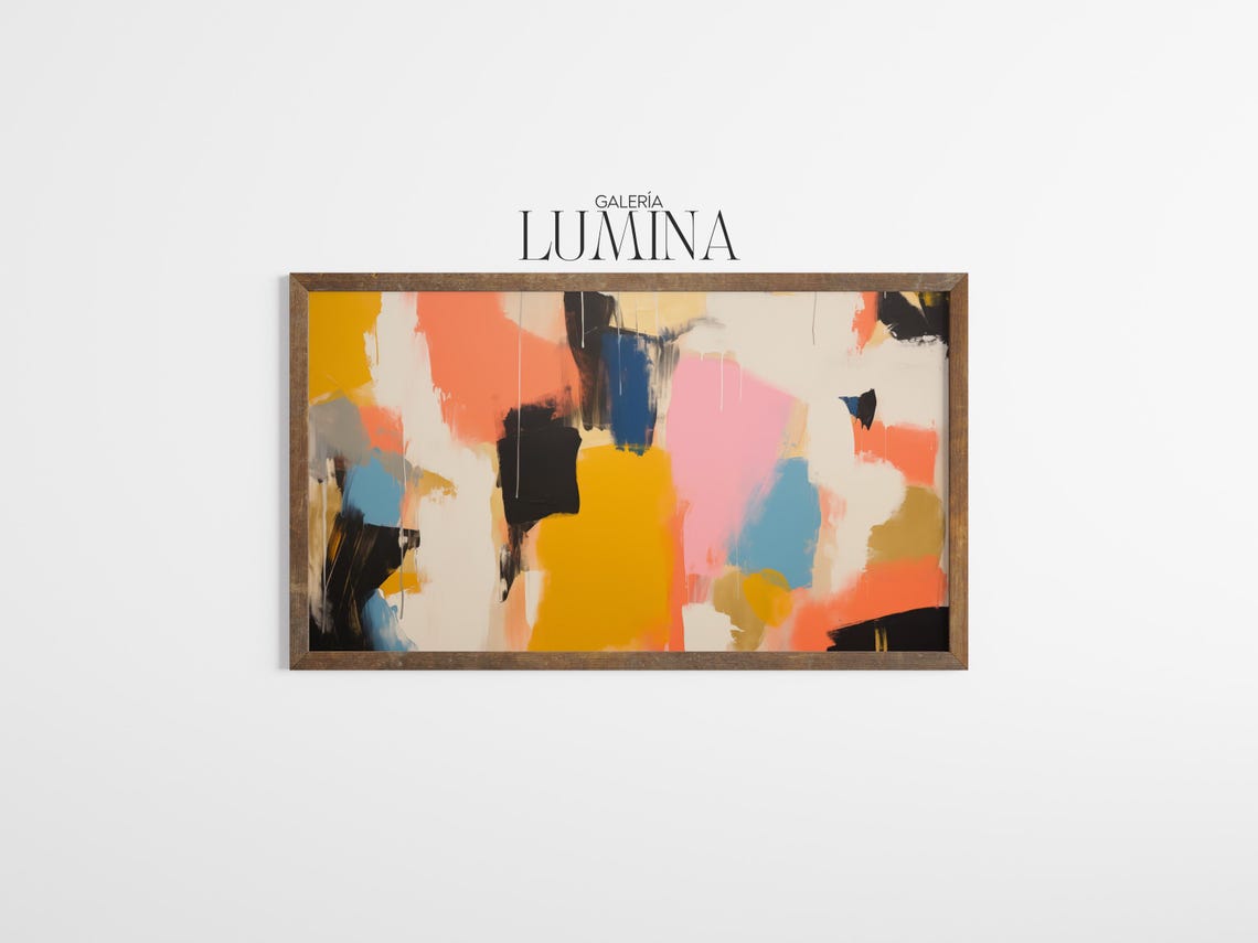 Colorful Mid Century Modern Abstract Splash Canvas Painting Poster - Image 3