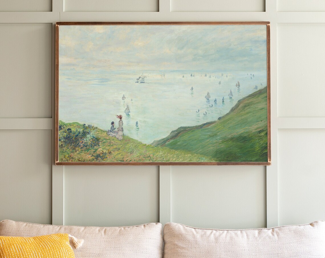 Monet-Inspired Cliffs at Pourville Landscape Art Print
