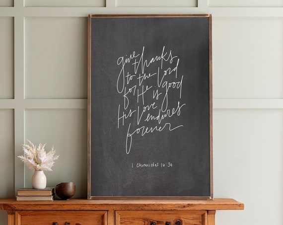 Give Thanks To The Lord Hand Lettered Wall Art Print