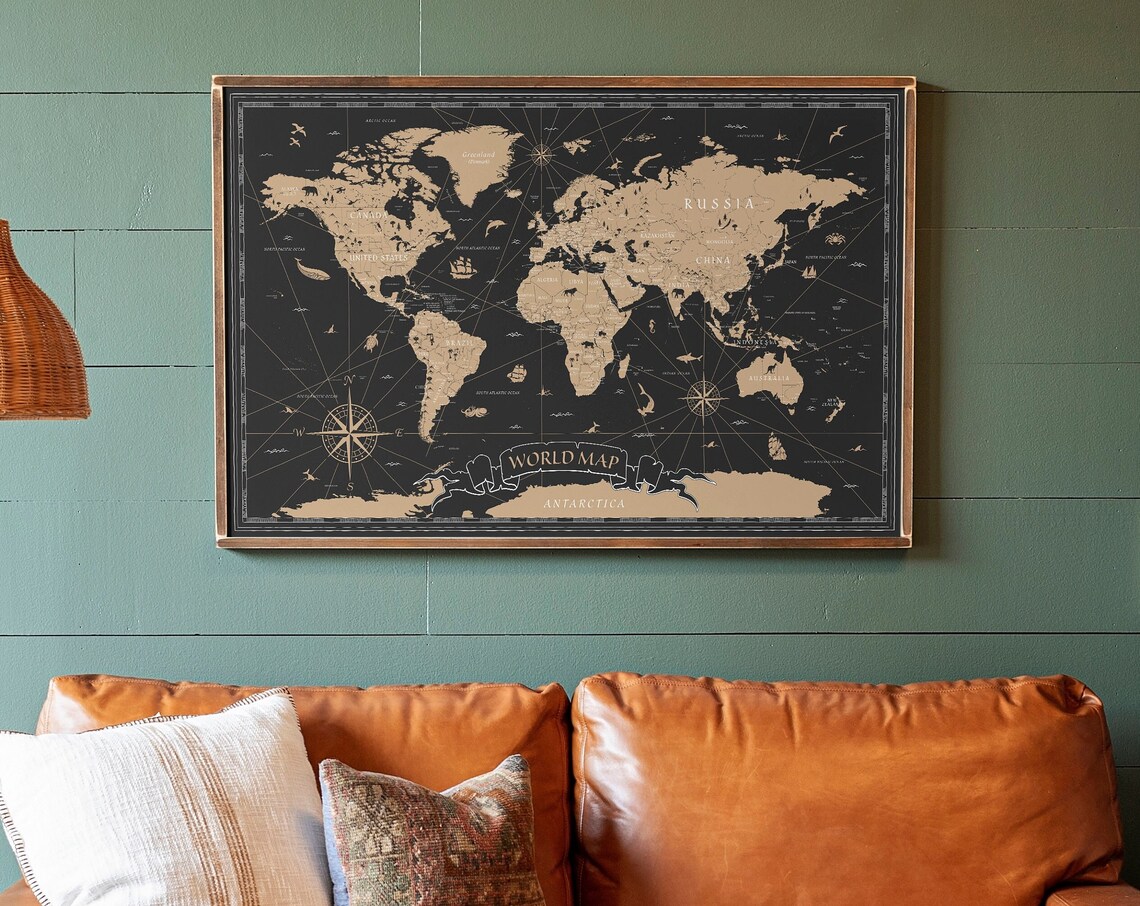 World Map Art Print, Unique Home School Decor - Image 3