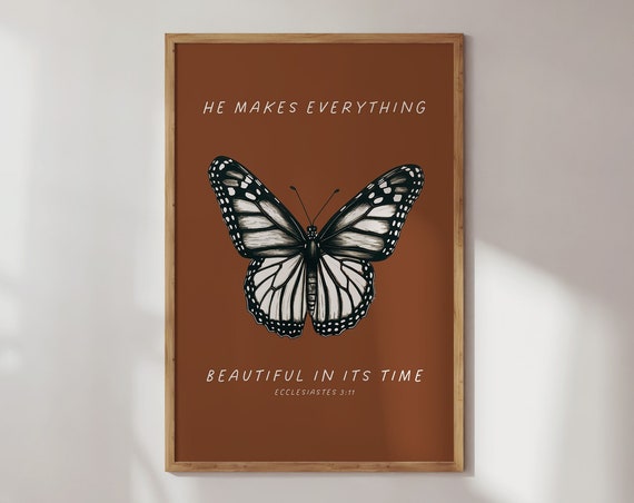 Ecclesiastes 3 Butterfly Art Print, Christian Decor