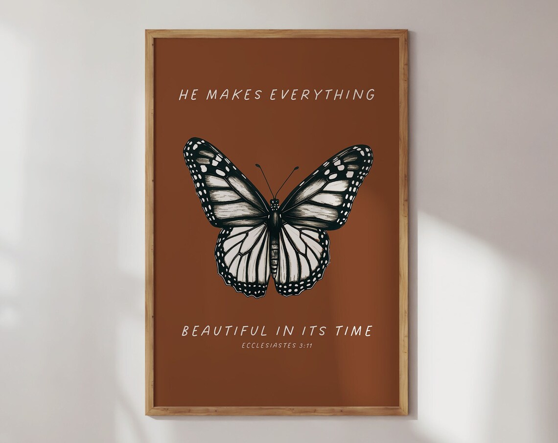 Ecclesiastes 3 Butterfly Art Print, Christian Decor