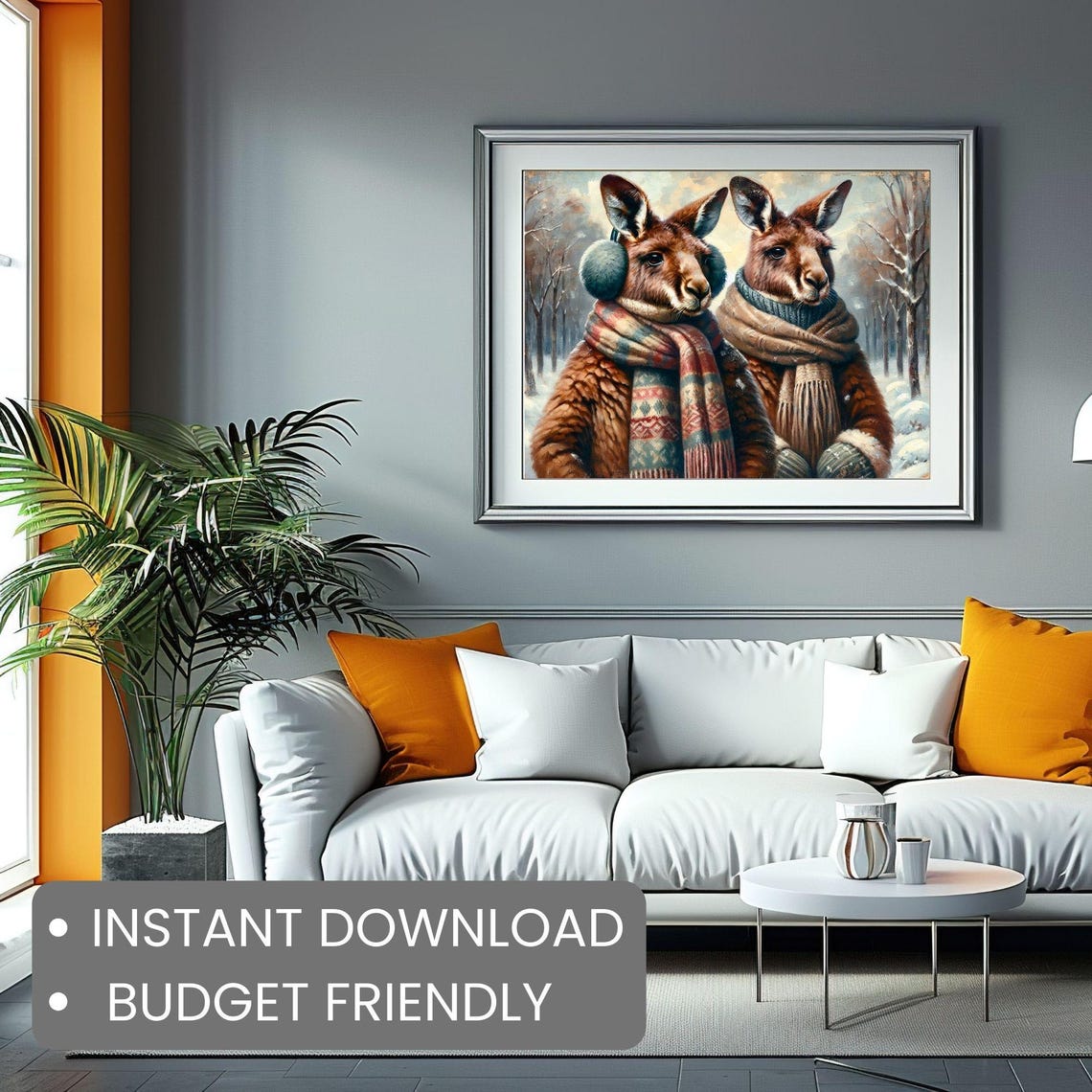 Christmas Winter Kangaroo Art Print - Image 2