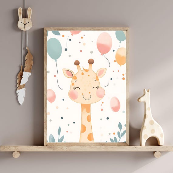 Nursery Wall Art Watercolor Giraffe Wall Art Cute Safari Animal Print For Kids Room Nursery Decor Baby Gift Instant