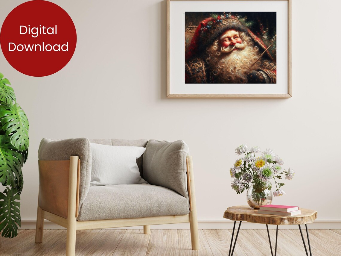 Gothic Santa Claus Dark Moody Wintry Christmas Portrait Print - Image 2