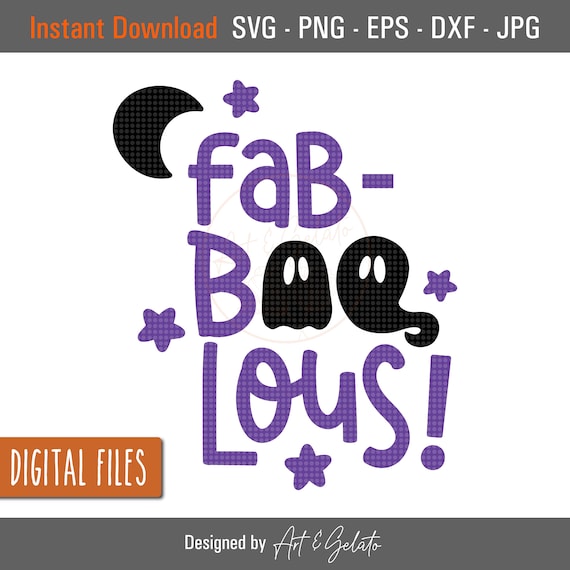 Fab-Boo-Lous Purple Ghost Moon Stars Halloween Party Fun Poster