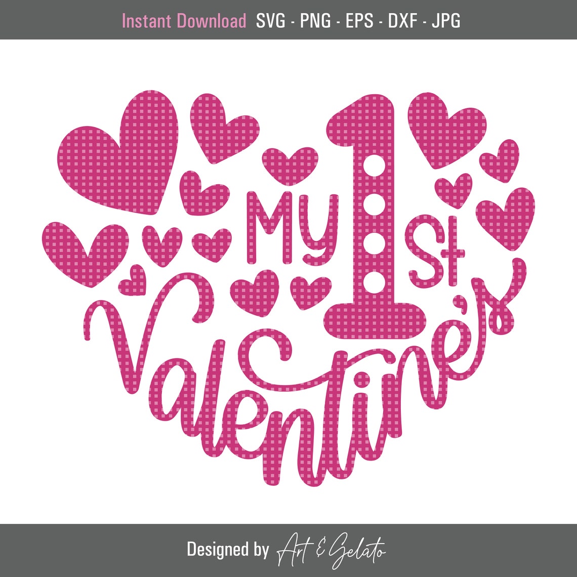 My First Valentines Day Baby Hearts Pink Celebration Gift Poster