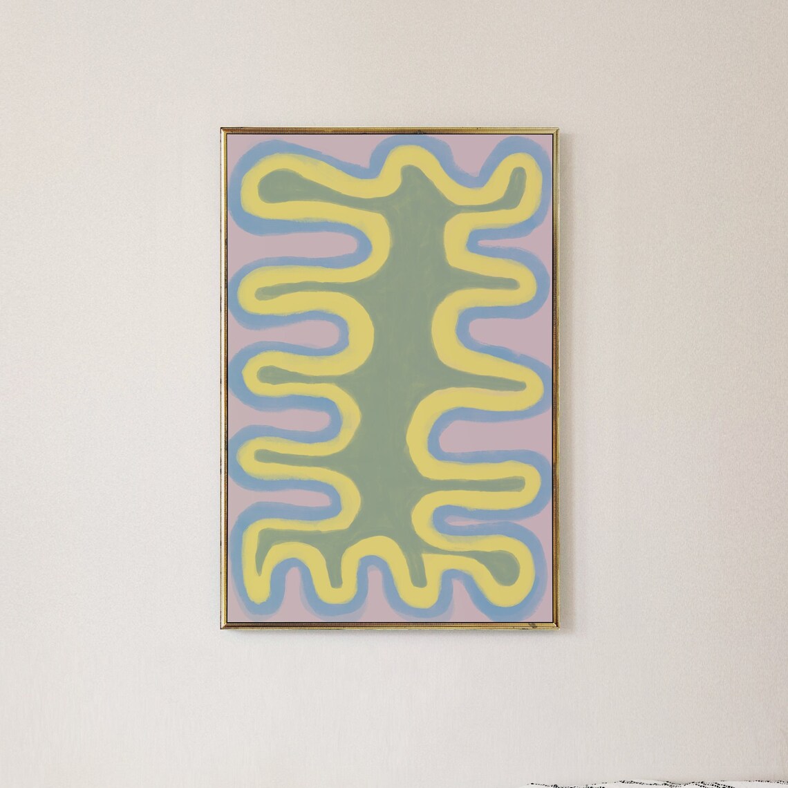Danish Pastels Abstract Squiggly Wavy Lines Art Print - Image 2