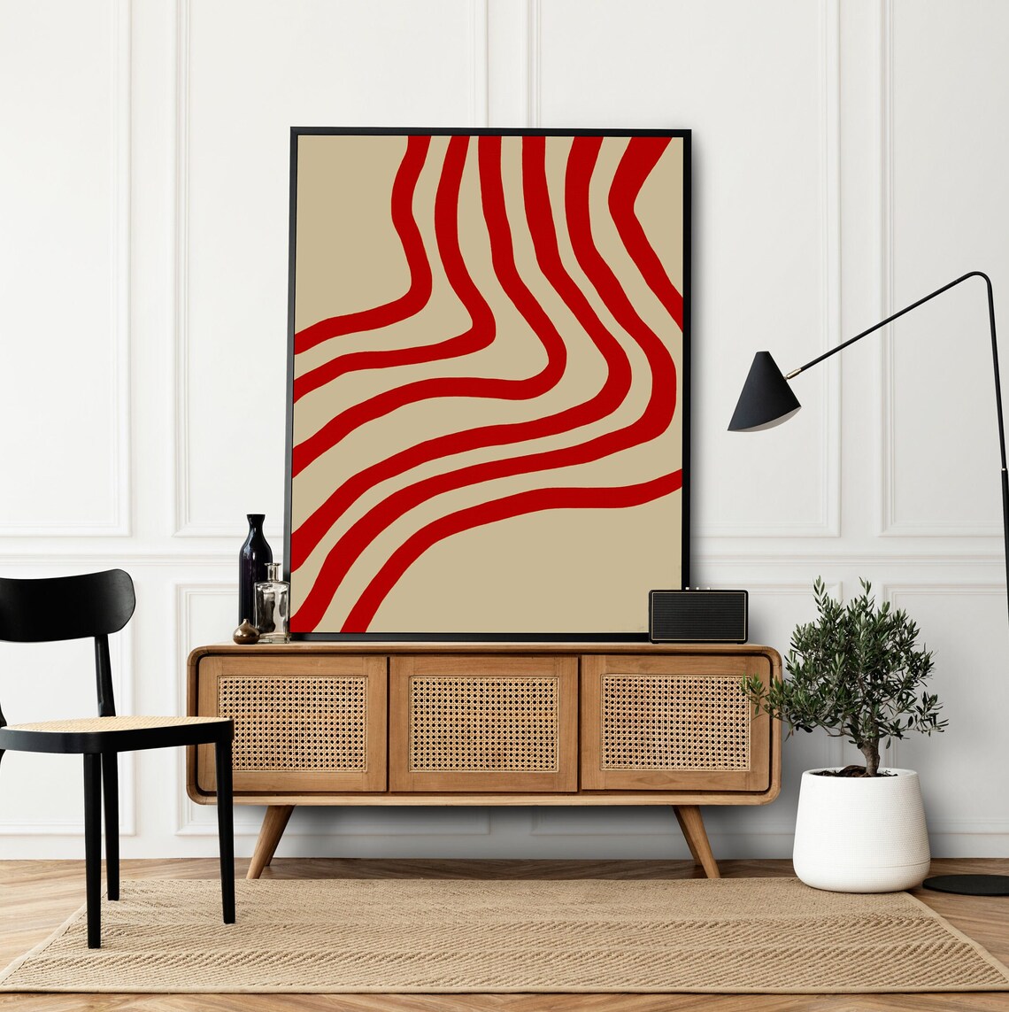 Red Abstract Bold Line Art Poster, Scandinavian - Image 2