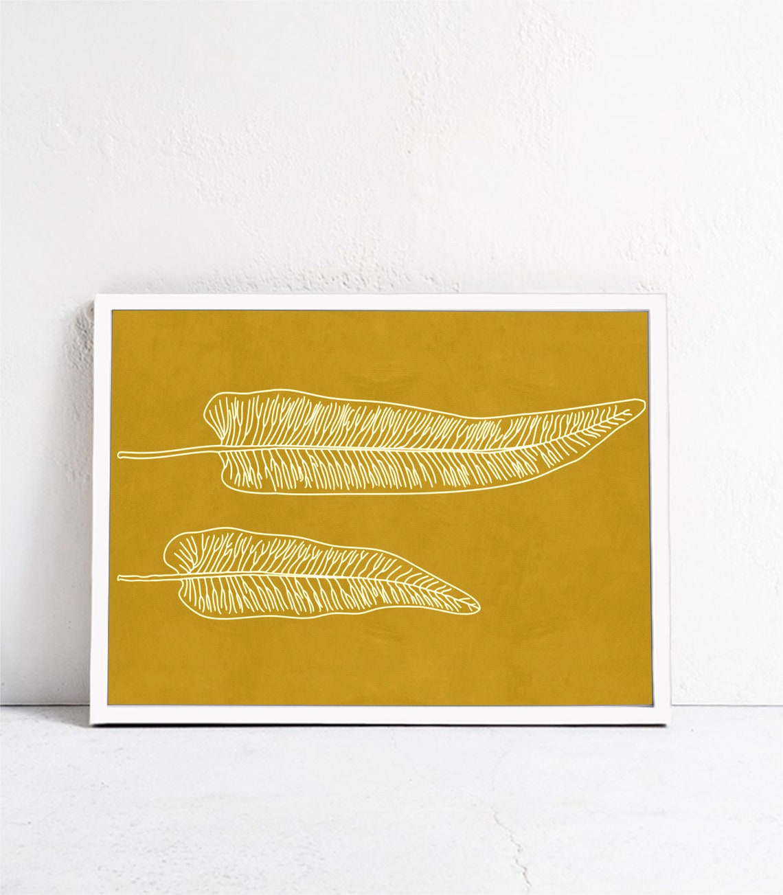 Mustard Botanical Art Print, Scandi Boho Eclectic - Image 2