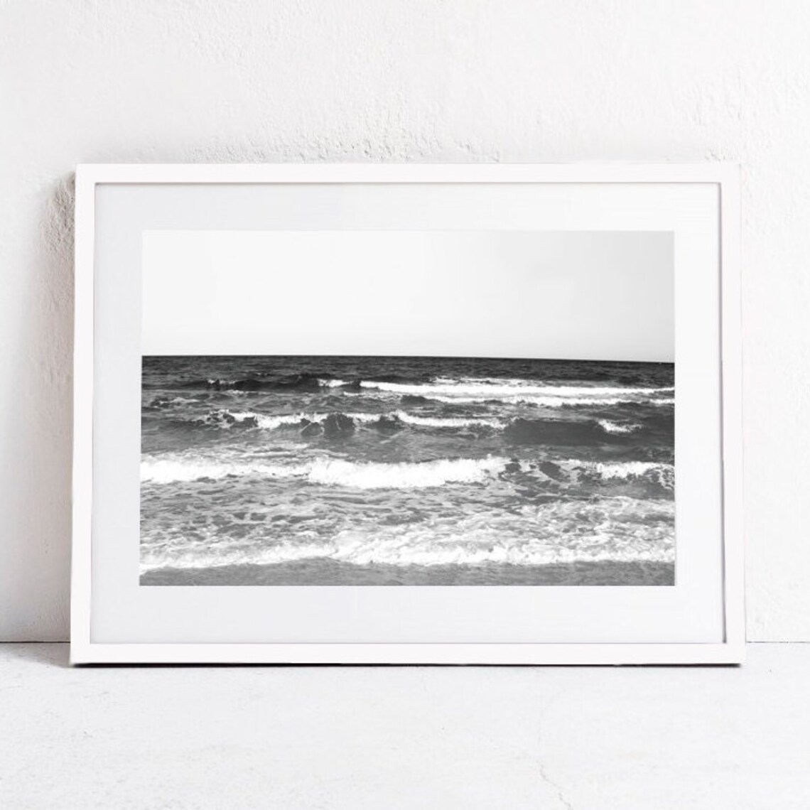 Minimalist Ocean Waves Photography, Beach Landscape