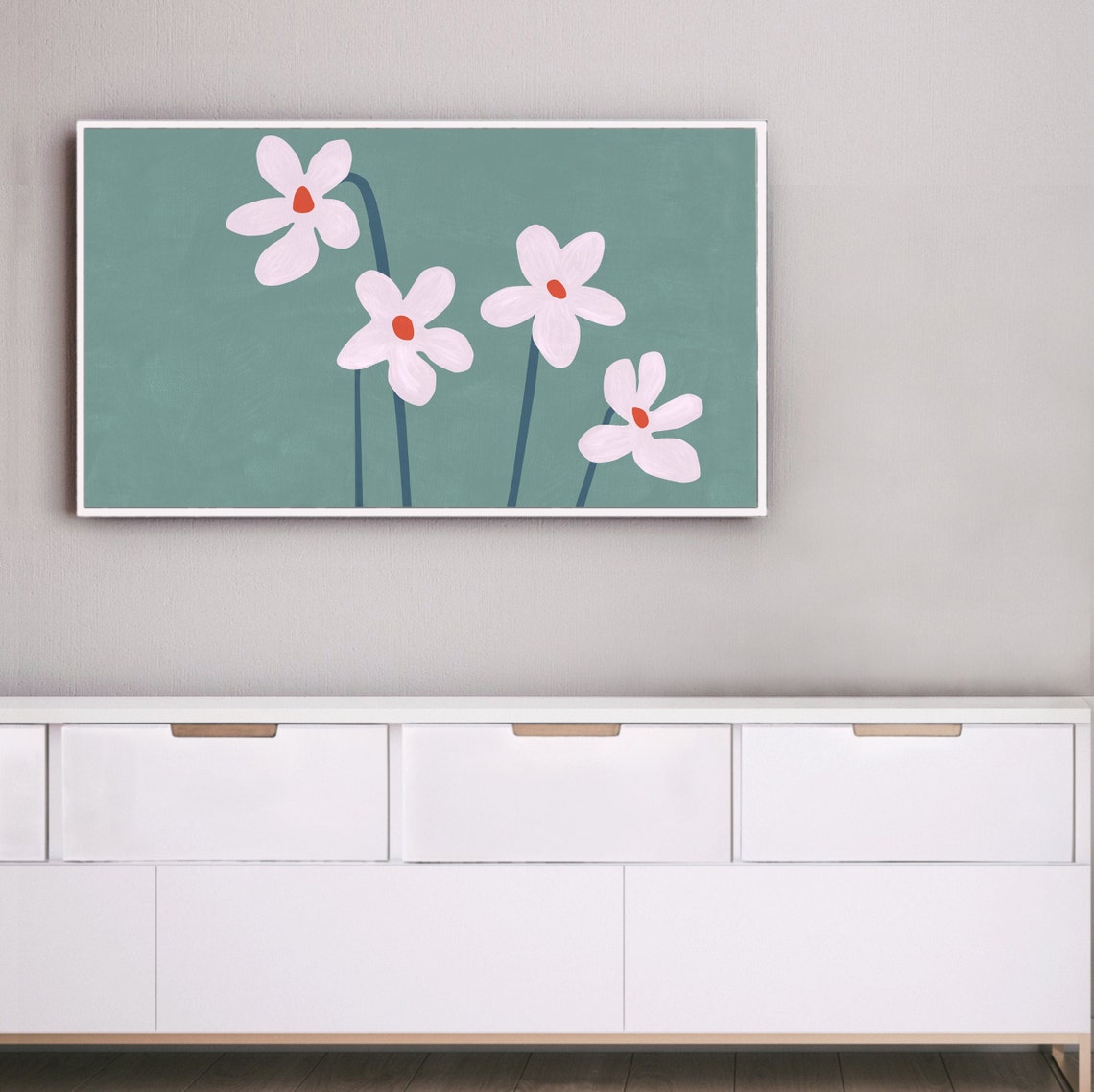 Modern Frame TV Flowers Art Print, Floral Art - Image 3