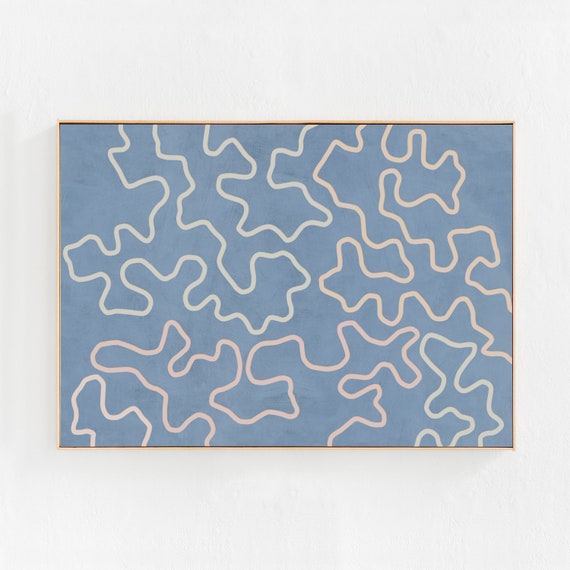 Squiggle Lines Abstract Sky Print, Modern Scandi Boho