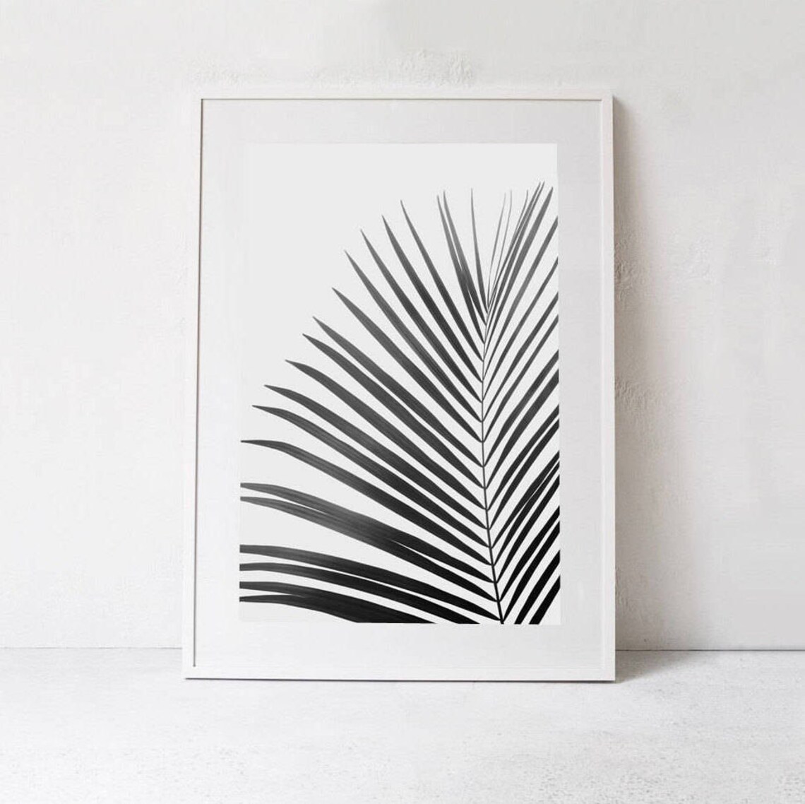 Palm Leaf Print, Black And White Minimalist Art
