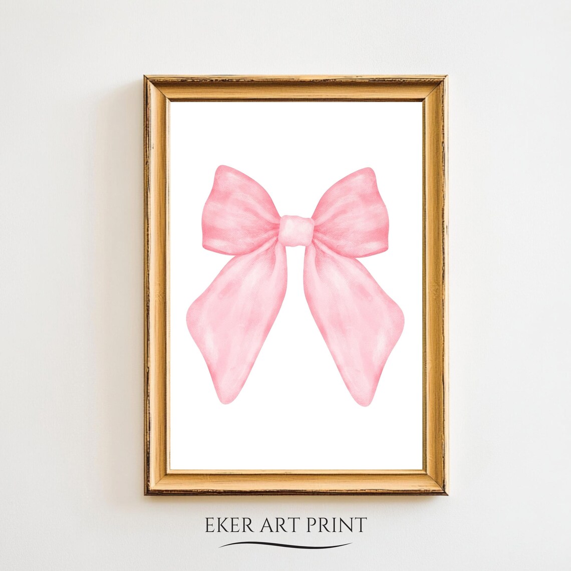 Pink Watercolor Bow Girly Preppy Ribbon Holiday Wall Art Print