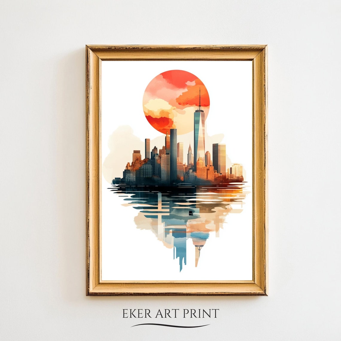 New York City Wall Art Pastel Sky Photo New York Skyline Print City Skyline Poster New York City Art Modern Nyc Wall Art