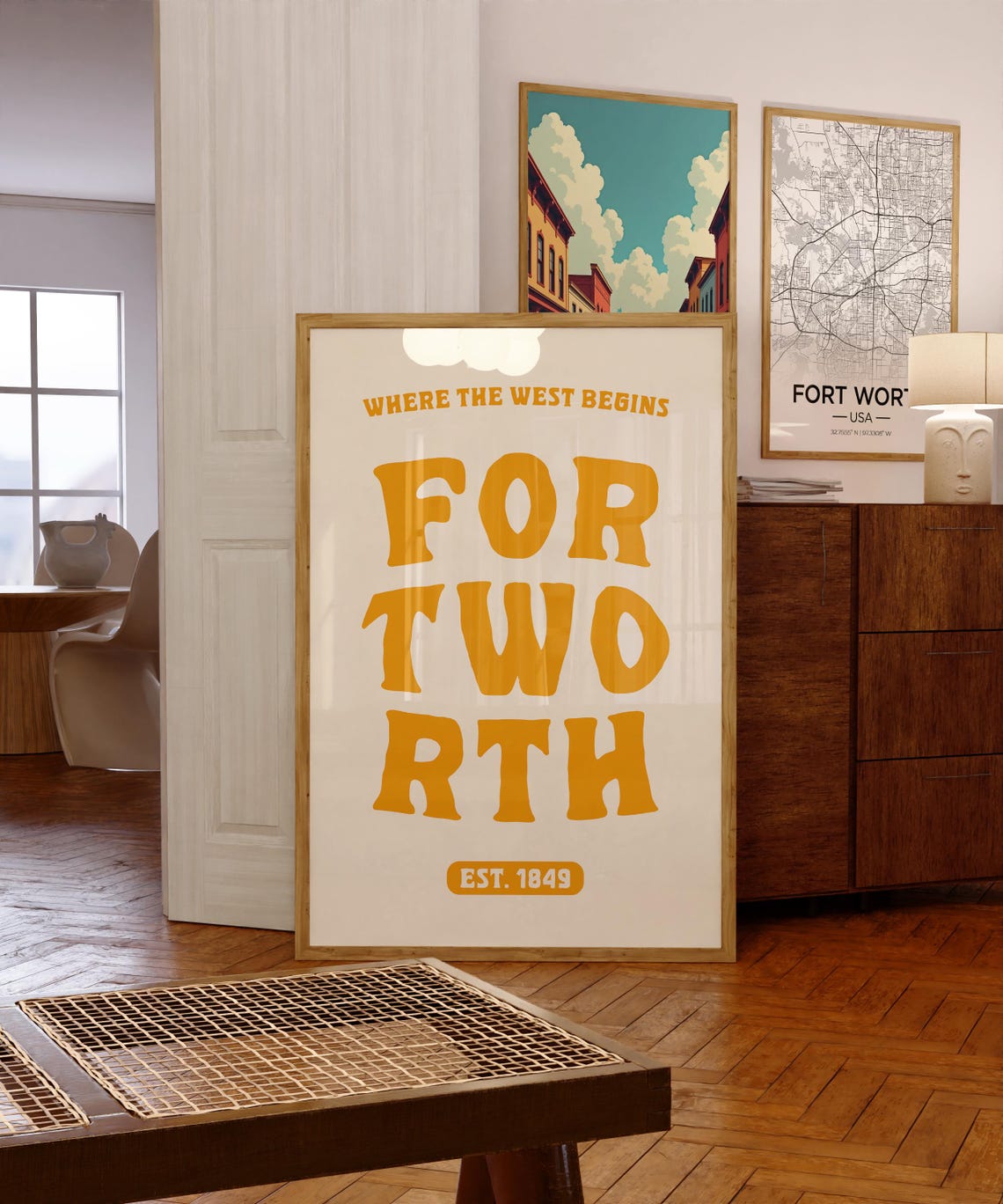 Fort Worth Where the West Begins Retro Typography City Poster