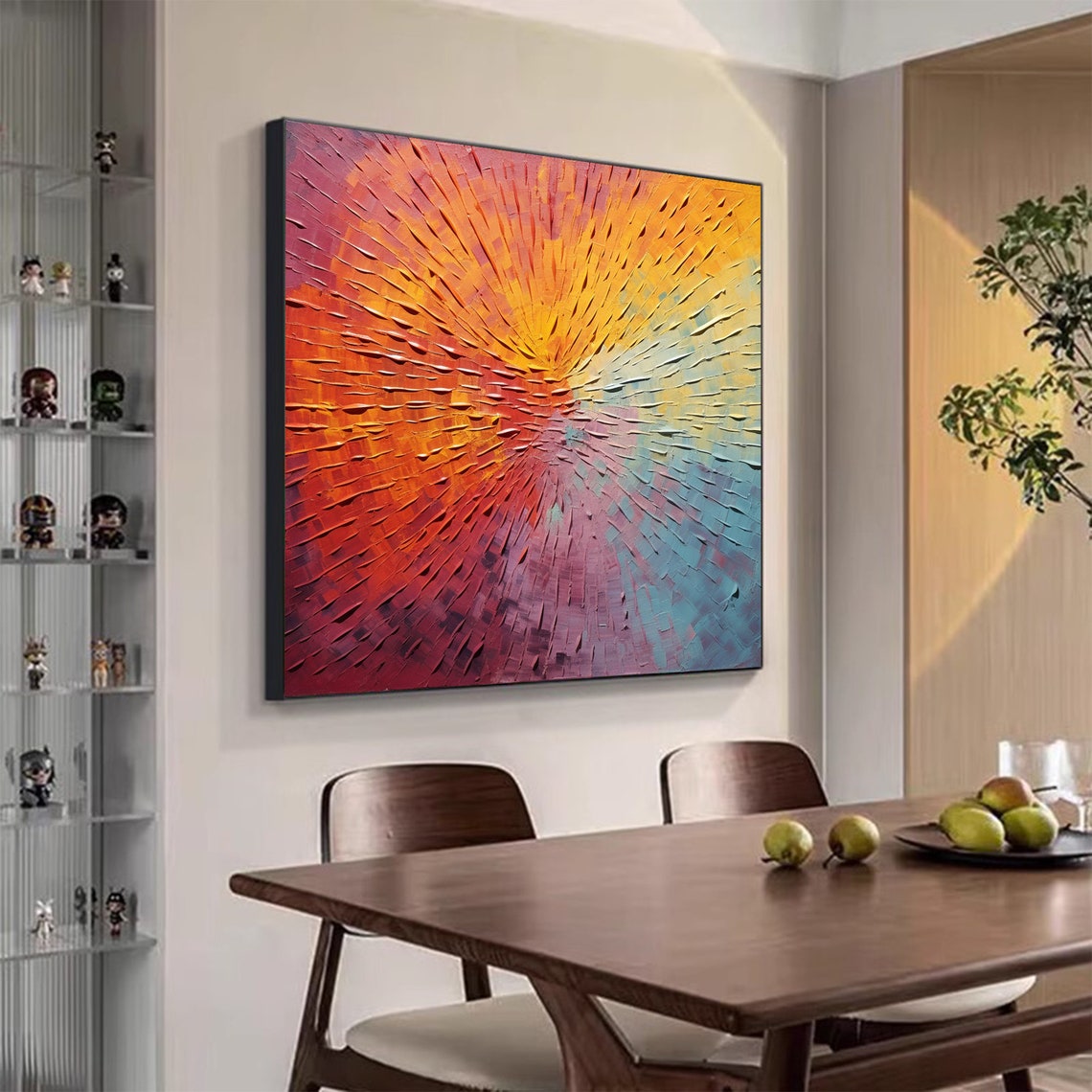 Radiant Sunrise Burst Palette Knife Abstract Texture Art Poster - Image 7