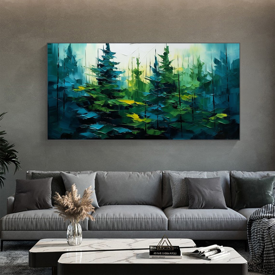 Abstract Forest Oil Painting, Minimalist Wall Art - Image 4