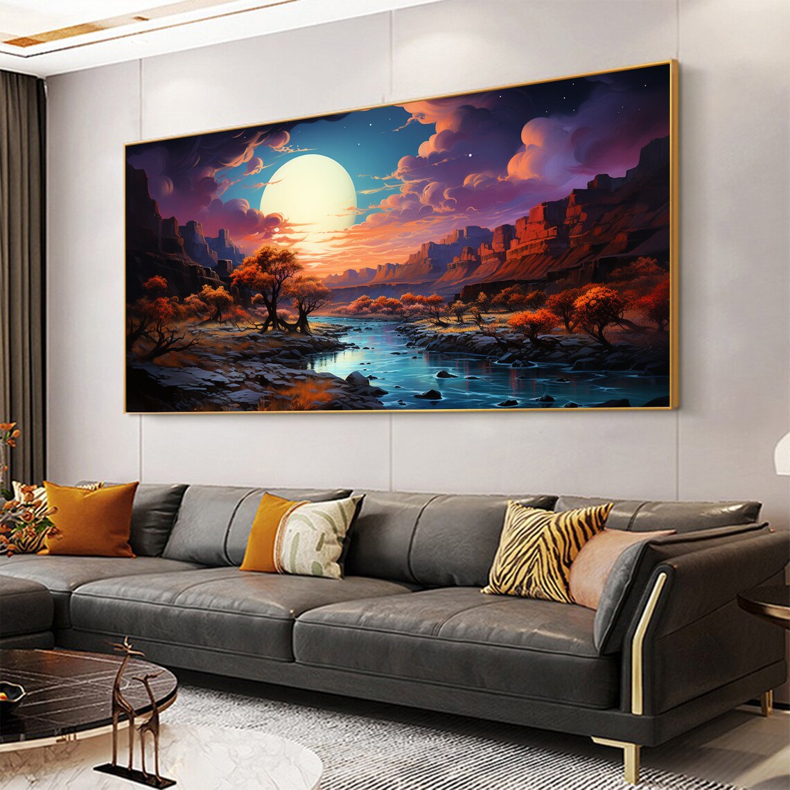 Abstract Mountain Landscape, Minimalist Oil Print - Image 7