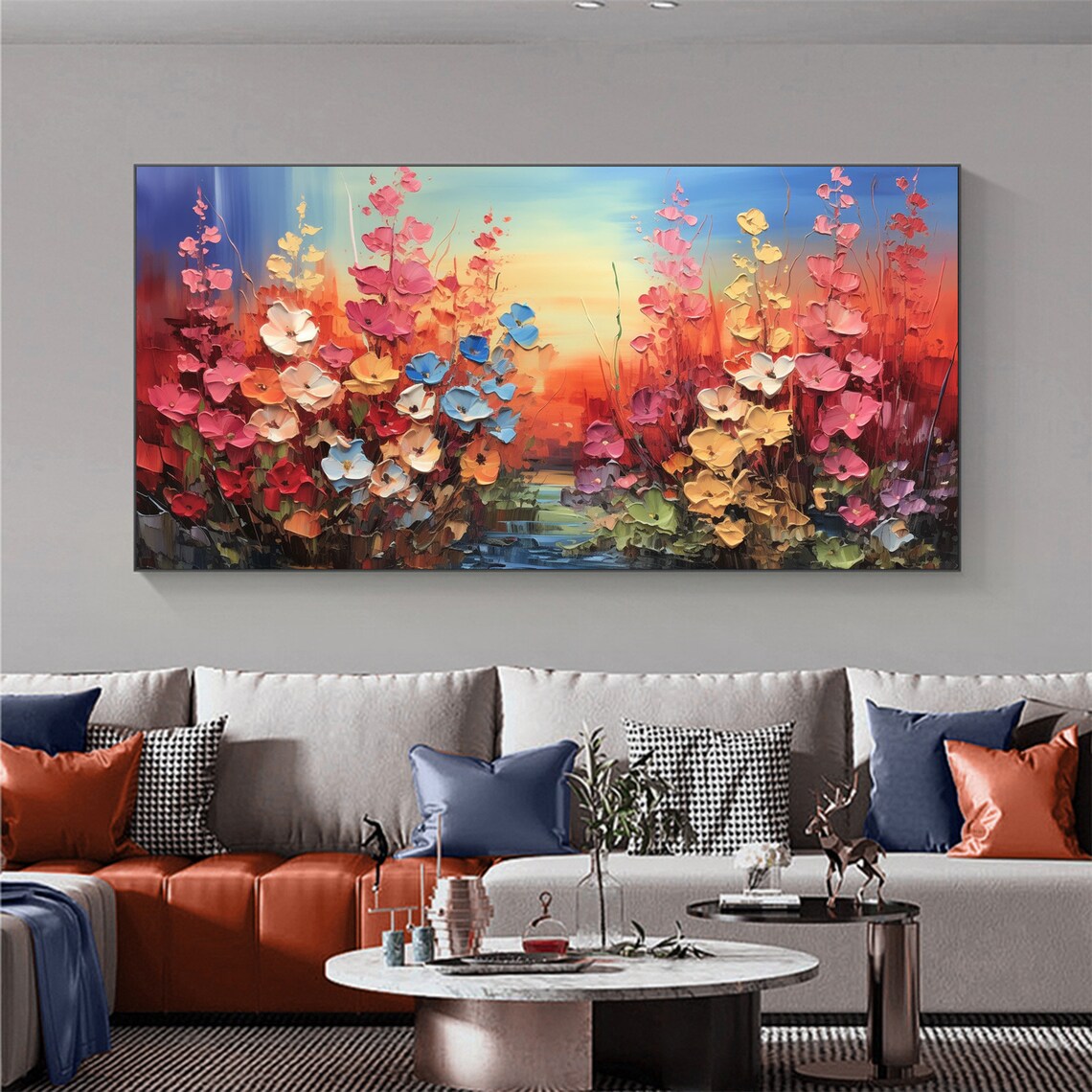 Abstract Flower Landscape, Custom Oil Painting Art Print - Image 8