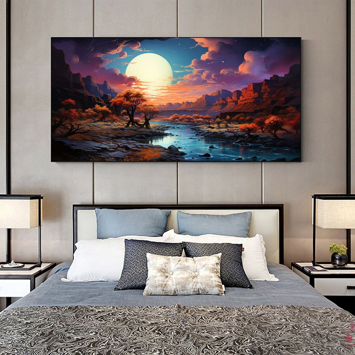 Abstract Mountain Landscape, Minimalist Oil Print - Image 2