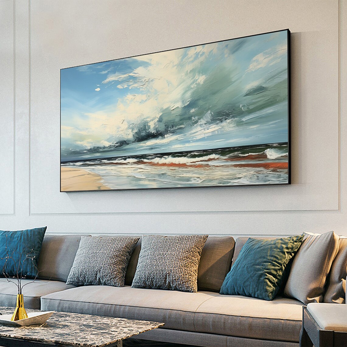 Abstract Blue Ocean Seascape Oil Painting Wall Art Print - Image 7