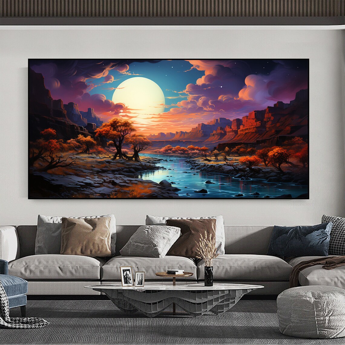 Abstract Mountain Landscape, Minimalist Oil Print - Image 3