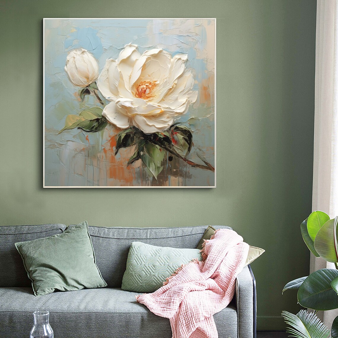 Custom Large White Flower, Abstract Minimalist Art Print - Image 2