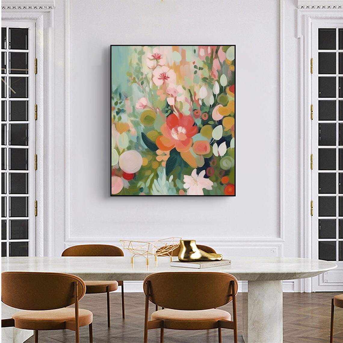 Abstract Green Flowers, Modern Floral Art Print - Image 3