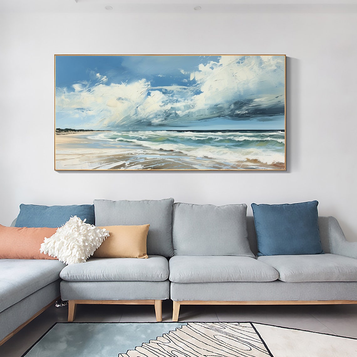 Dramatic Cloud Seascape Blue Ocean Waves Coastal Scene Poster - Image 4