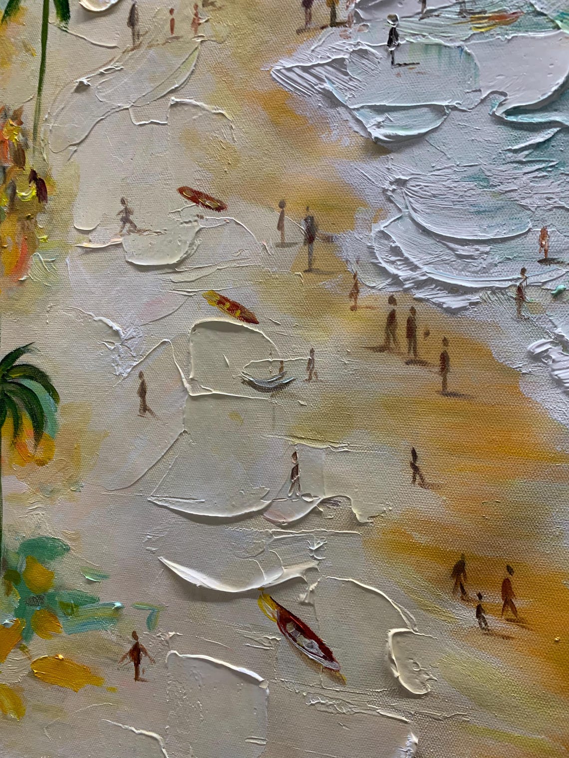Aerial Beach Scene Tiny People Turquoise Sea Summer Art Poster - Image 6