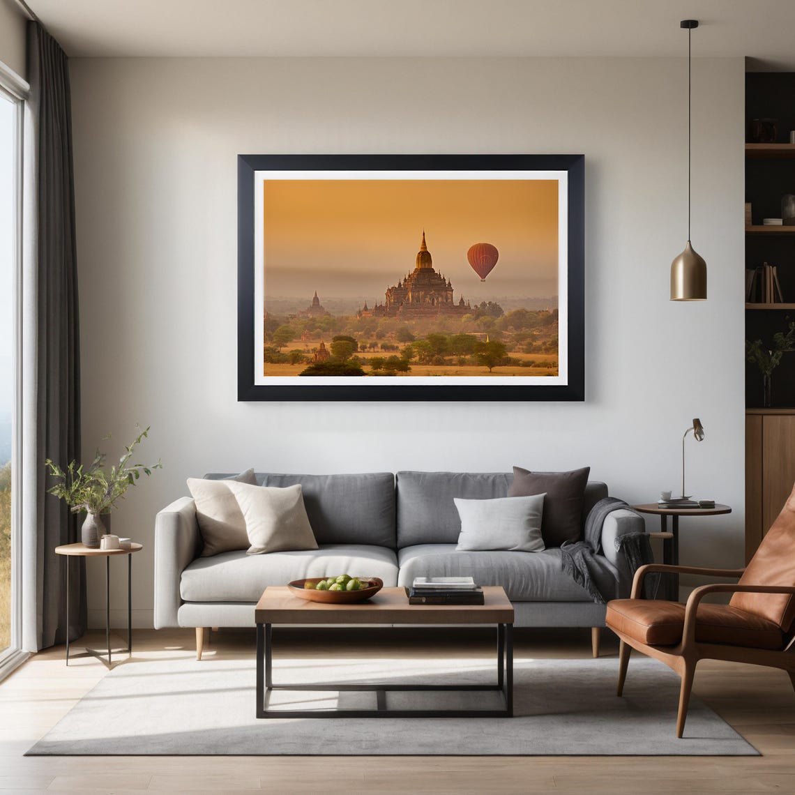 Balloon Ride Over Bagan Temples At Sunrise Paper Poster Print - Image 3
