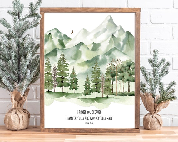 Psalm 13914 Wall Art 5x7 8x10 11x14 16x20 Woodland Decor Scripture Sign Inspirational Art Cabin Decor Bible Verse Art Diy Decor