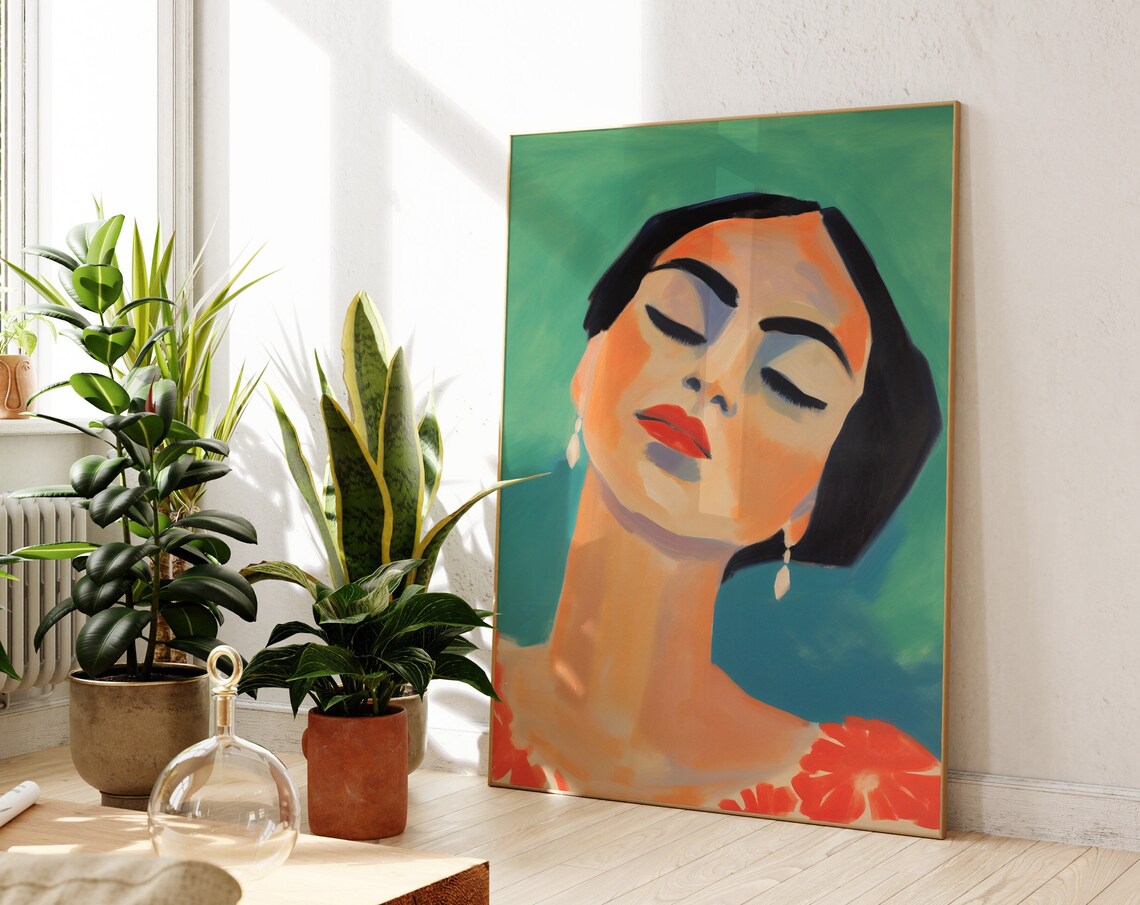 Boho Woman Portrait, Eclectic Abstract Female Portrait - Image 4
